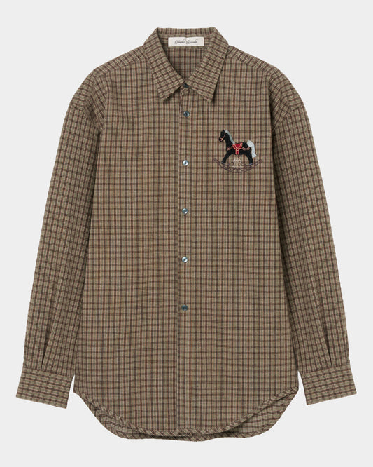【New item】rocking horse check shirt Moss green【Delivery in April 2026】