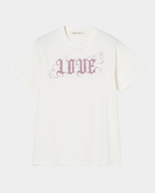 LOVE sparkle T-shirt White × Pink【stock】
