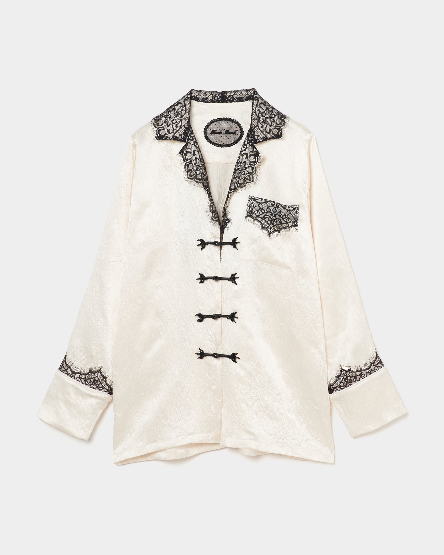 lace collar sleep china button shirt Ivory【Delivery in July 2025】