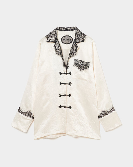 lace collar sleep china button shirt Ivory【Delivery in January 2026】