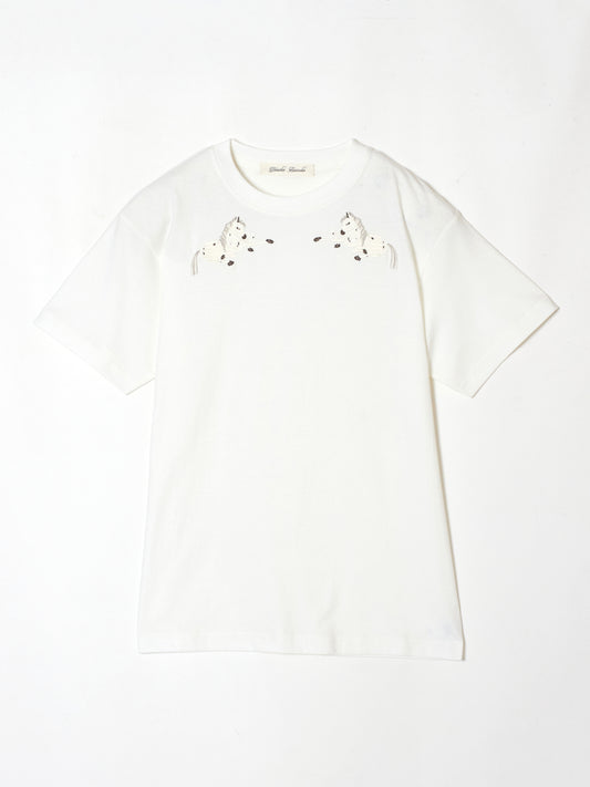 Two horse T-shirt White【stock】