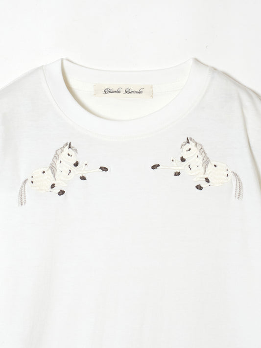 Two horse T-shirt White【stock】