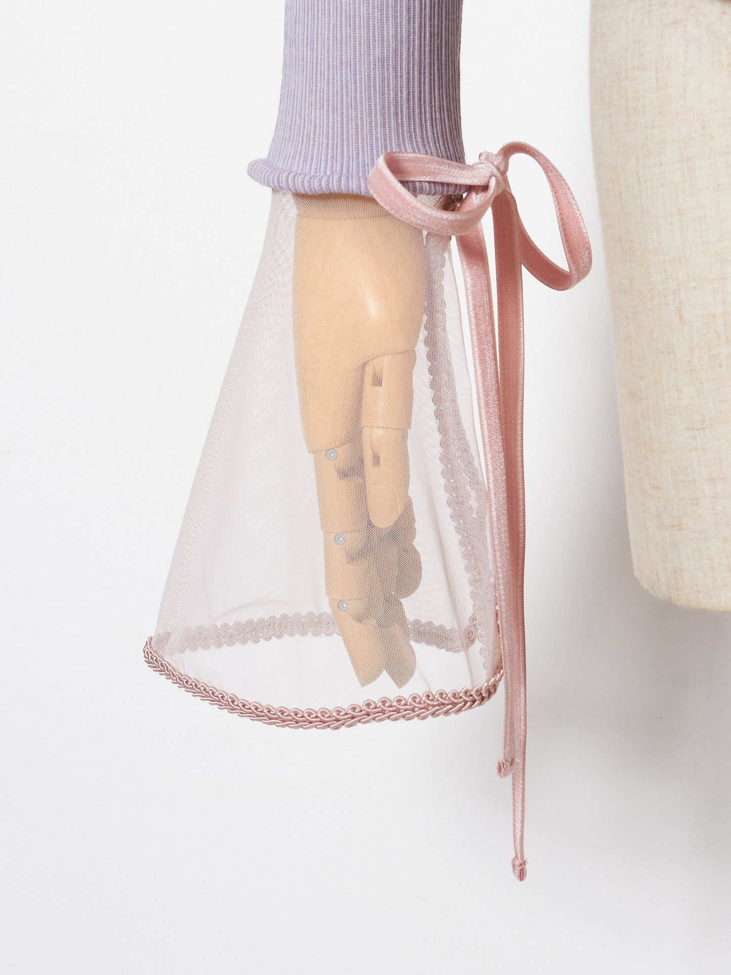sheer sleeve random rib cardigan Lavender【Stock】