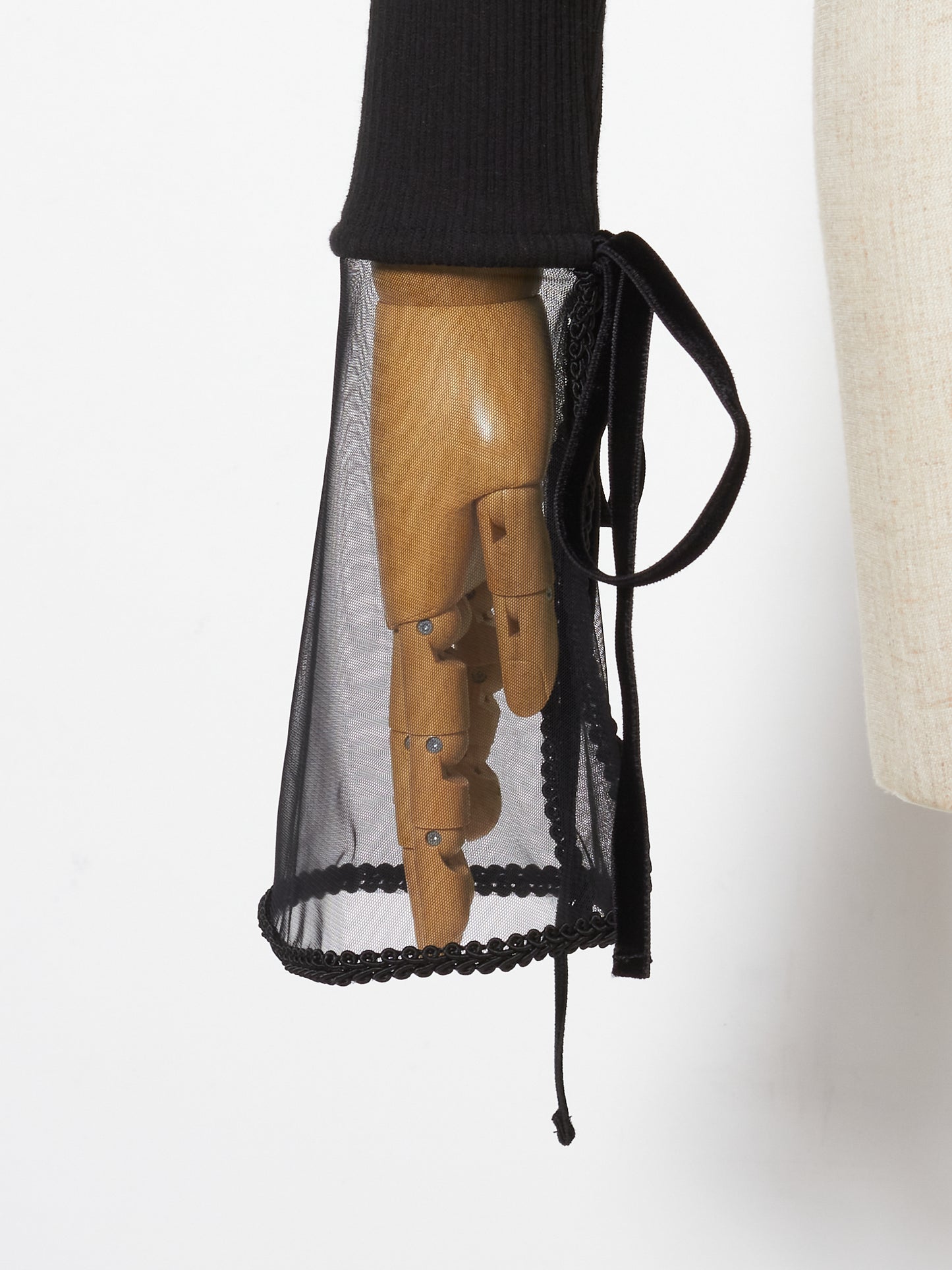 sheer sleeve random rib cardigan Black【Stock】