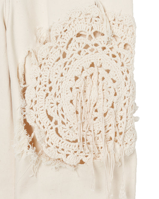 crochet knit motif damage denim【Stock】