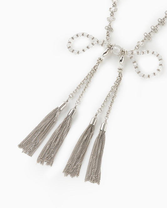 crystal ribbon chain necklace【Delivery in February 2026】