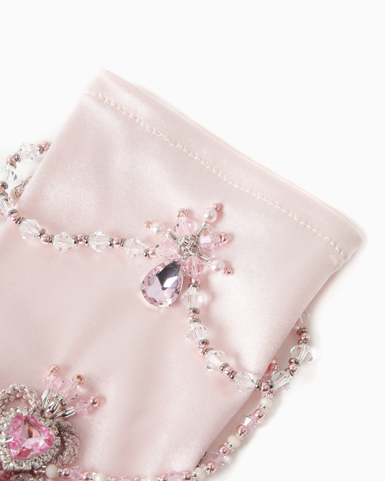 【sakaitakeru collaboration】pink heart bijou satin gloves【Delivery in July 2024】