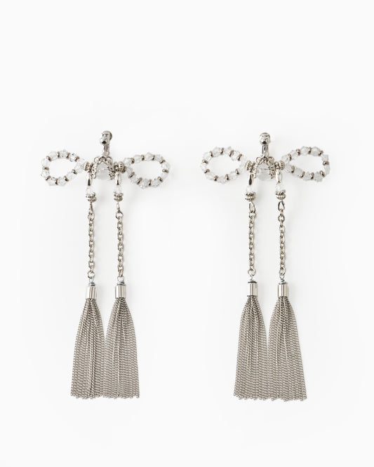 crystal ribbon chain earrings【stock】
