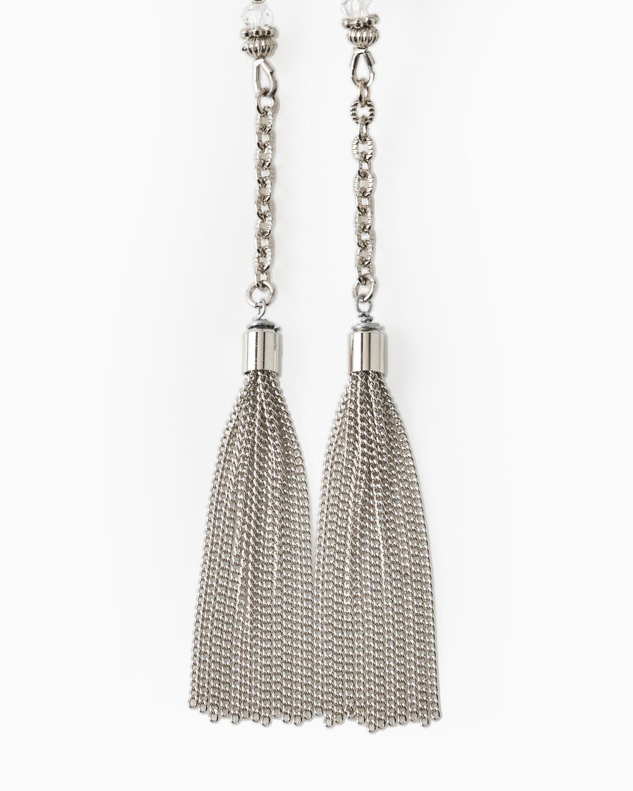 crystal ribbon chain earrings【stock】