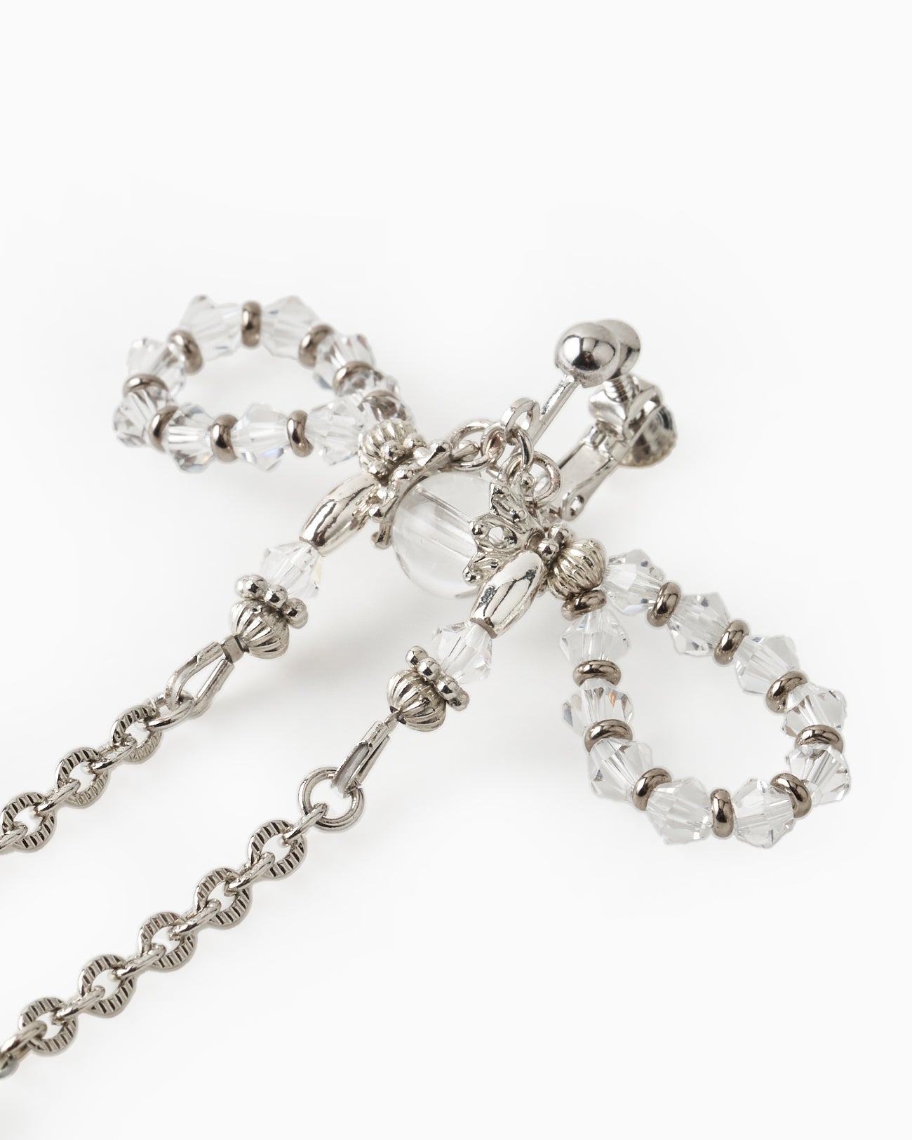 crystal ribbon chain earrings【stock】