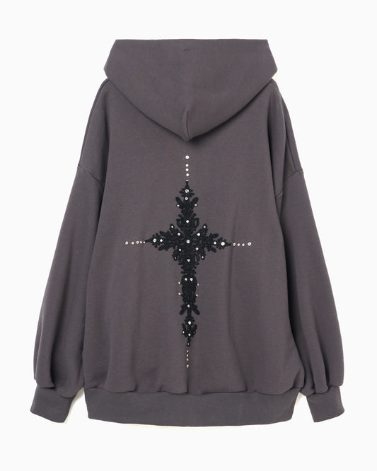 【sakaitakeru collaboration】damask cross emboidery hoodie【stock】
