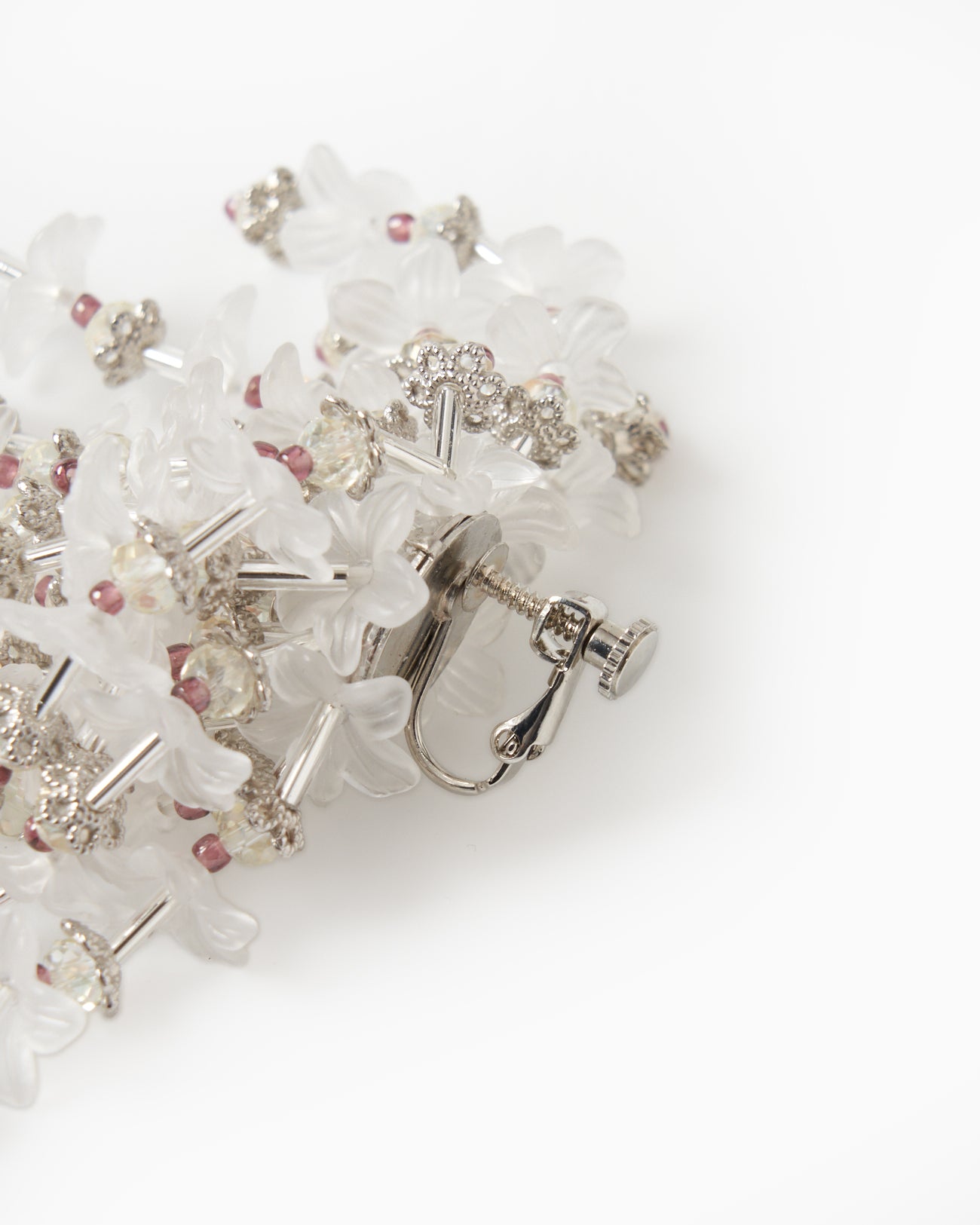 Translucent flower fringe earring【Delivery in March 2025】
