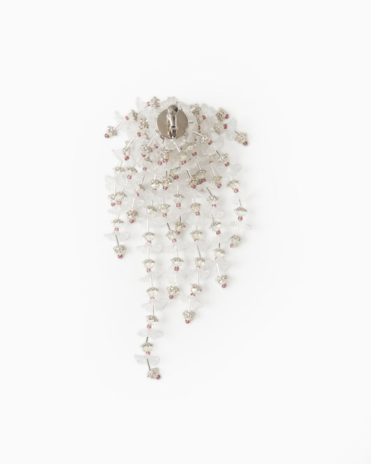 Translucent flower fringe earring【Delivery in August 2025】