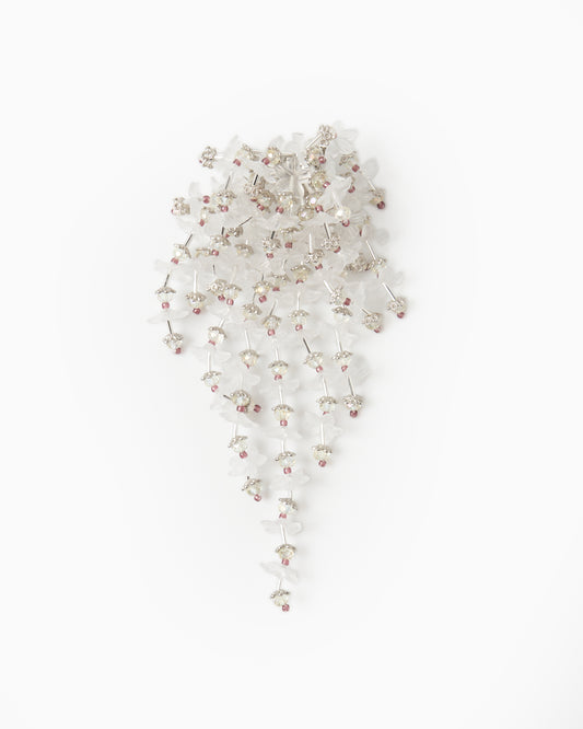 Translucent flower fringe earring【Delivery in August 2025】