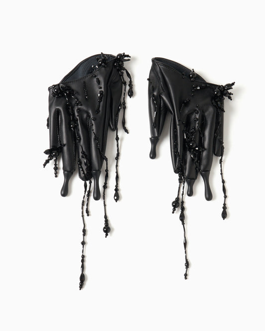 black melt faux leather gloves【Delivery in October 2025】