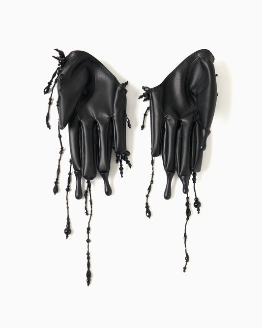 black melt faux leather gloves【Delivery in October 2025】
