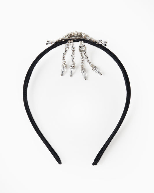 silver bijou ribbon hair band【Delivery in October 2025】