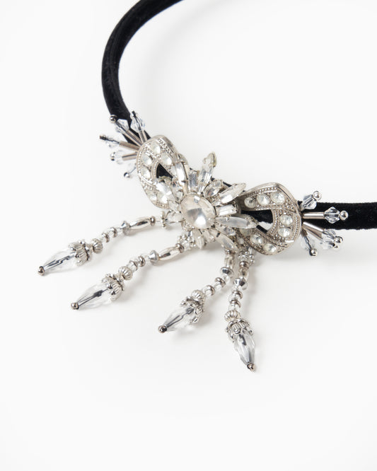 silver bijou ribbon hair band【Delivery in October 2025】