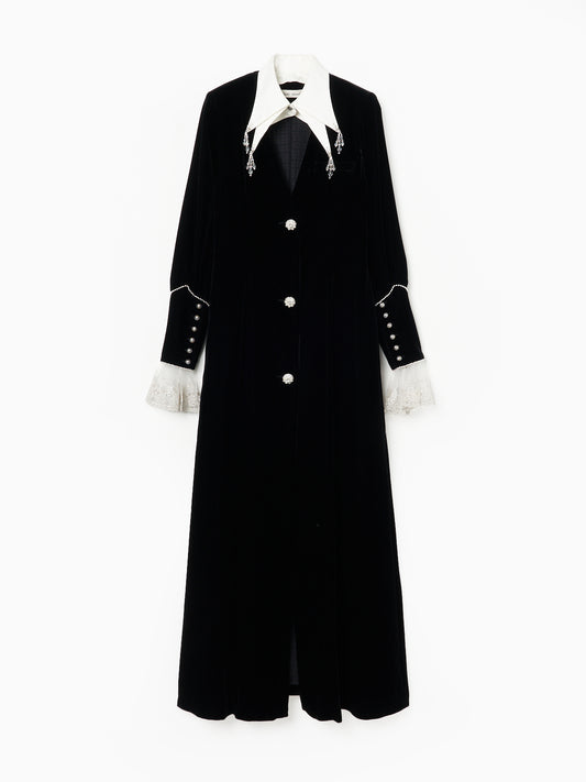 double collar velvet dress coat【Delivery in November 2025】