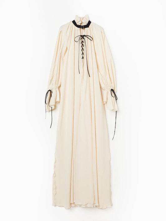 neck belted crepe dress【Delivery in April 2025】