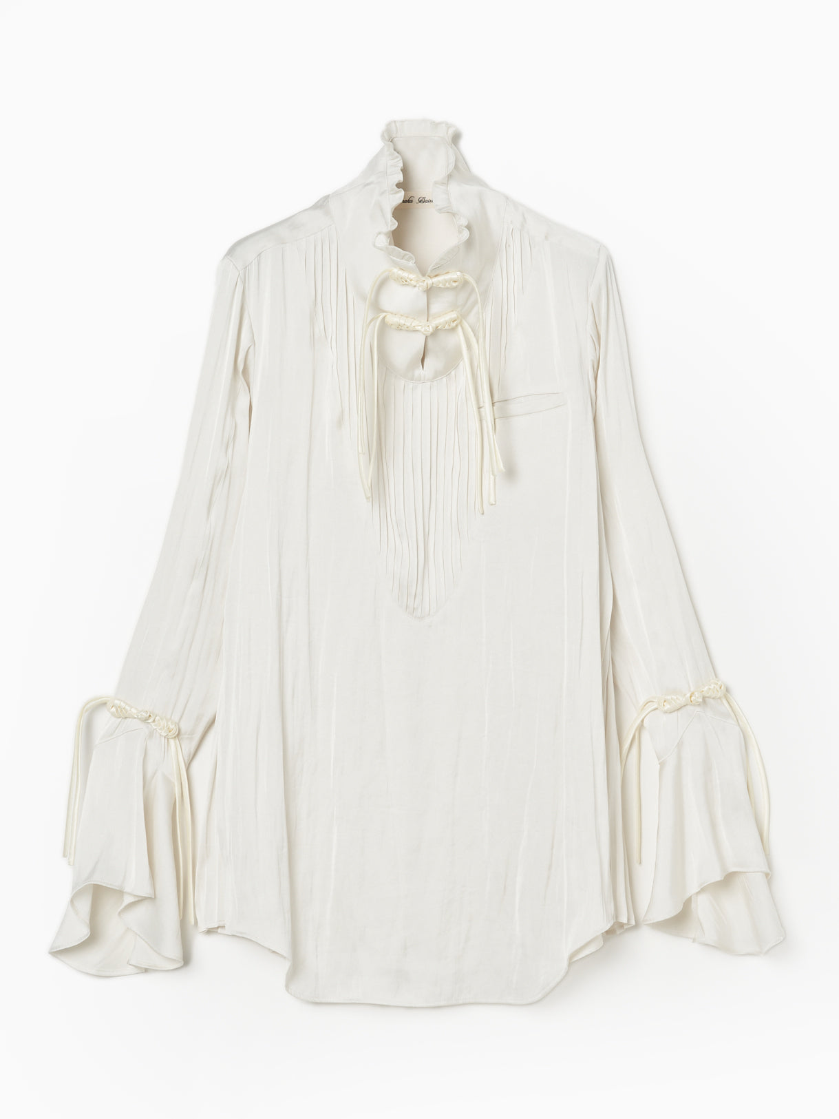 front tuck china button blouse White – tanakadaisuke