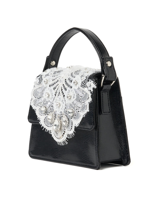 white lace crocodile mini bag【Delivery in February 2026】