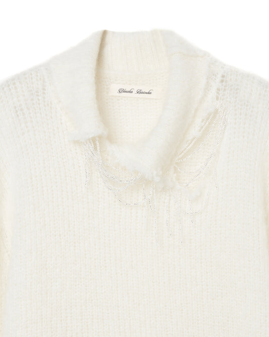 Shimmering damaged beads knit / Light damaged【Delivery in February 2026】