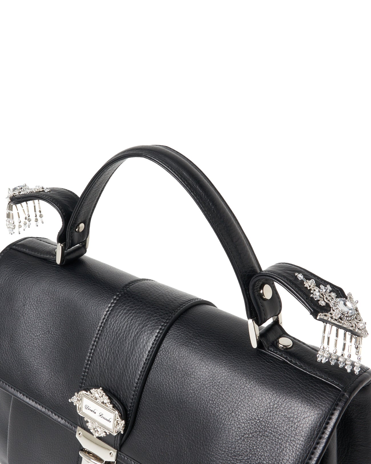 silver tag leather briefcase【Delivery in September 2024】