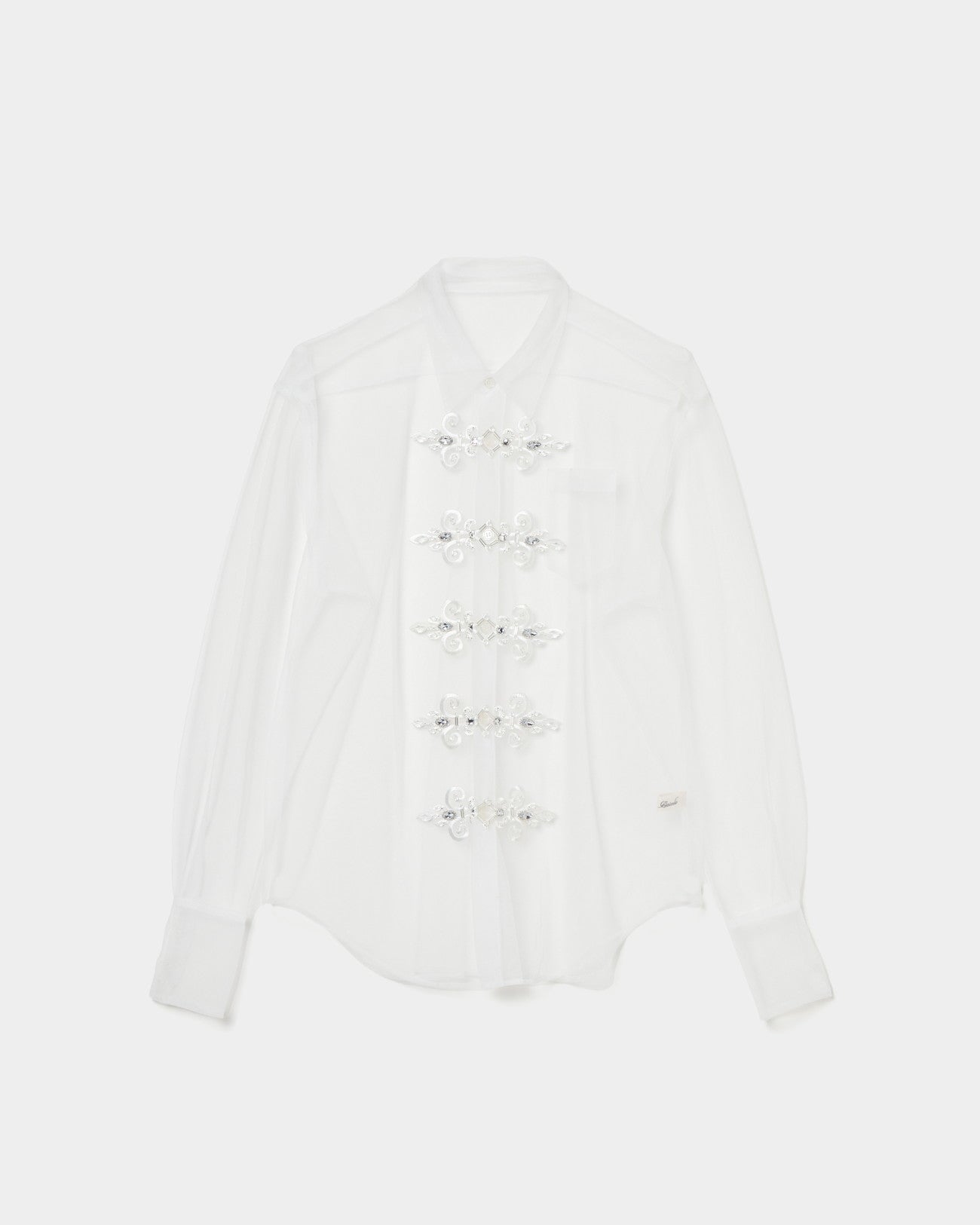 china button tulle shirt【Delivery in August 2025】