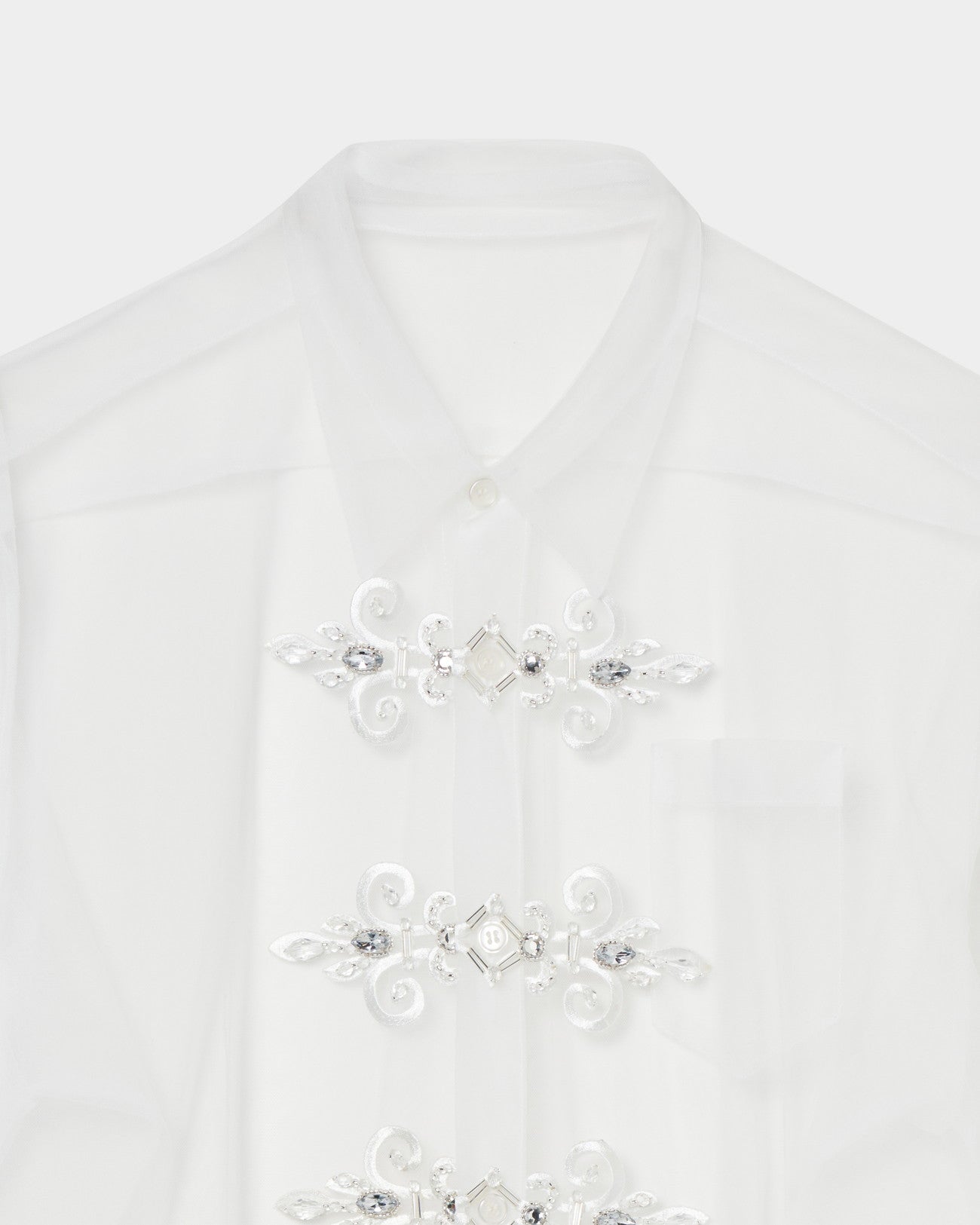 china button tulle shirt【Delivery in August 2025】