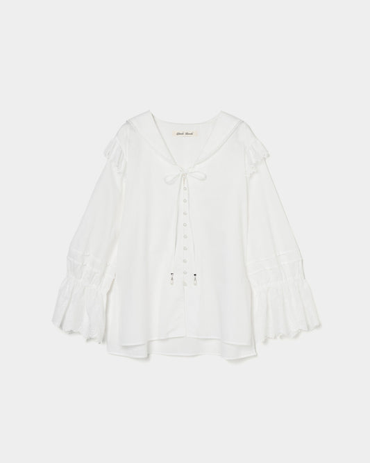 cotton lace sailor blouse【stock】