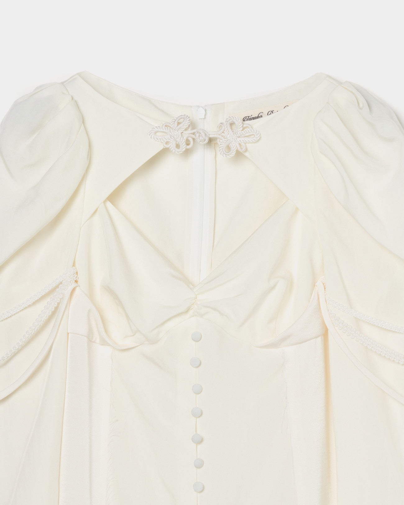 layered bra puff sleeve blouse White【stock】