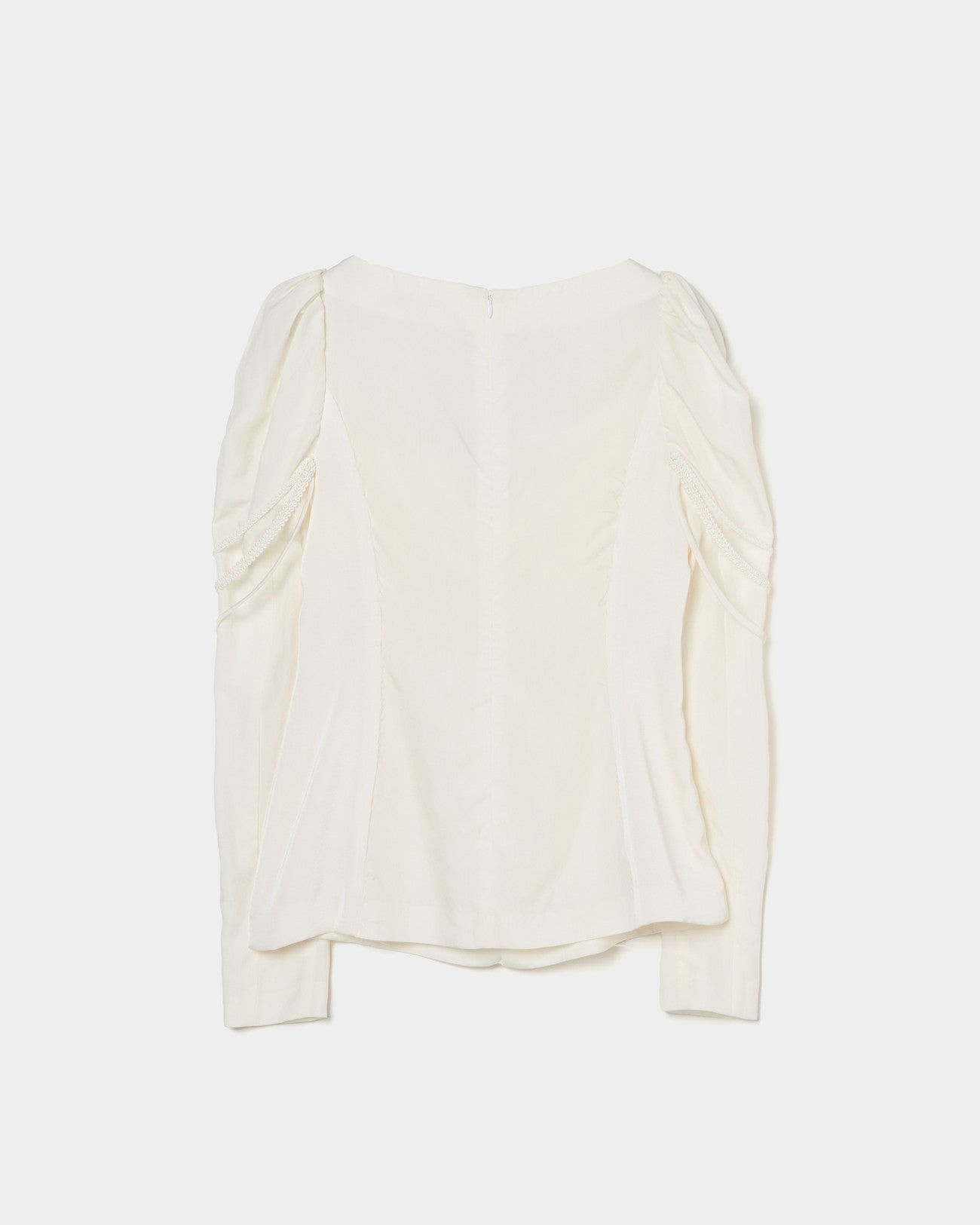layered bra puff sleeve blouse White【stock】