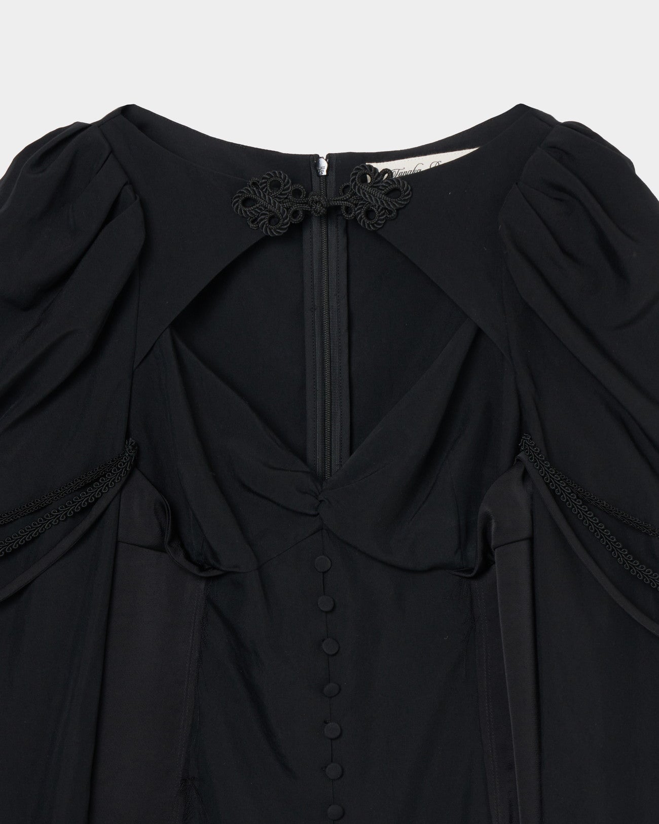 layered bra puff sleeve blouse Black【Delivery in July 2025】