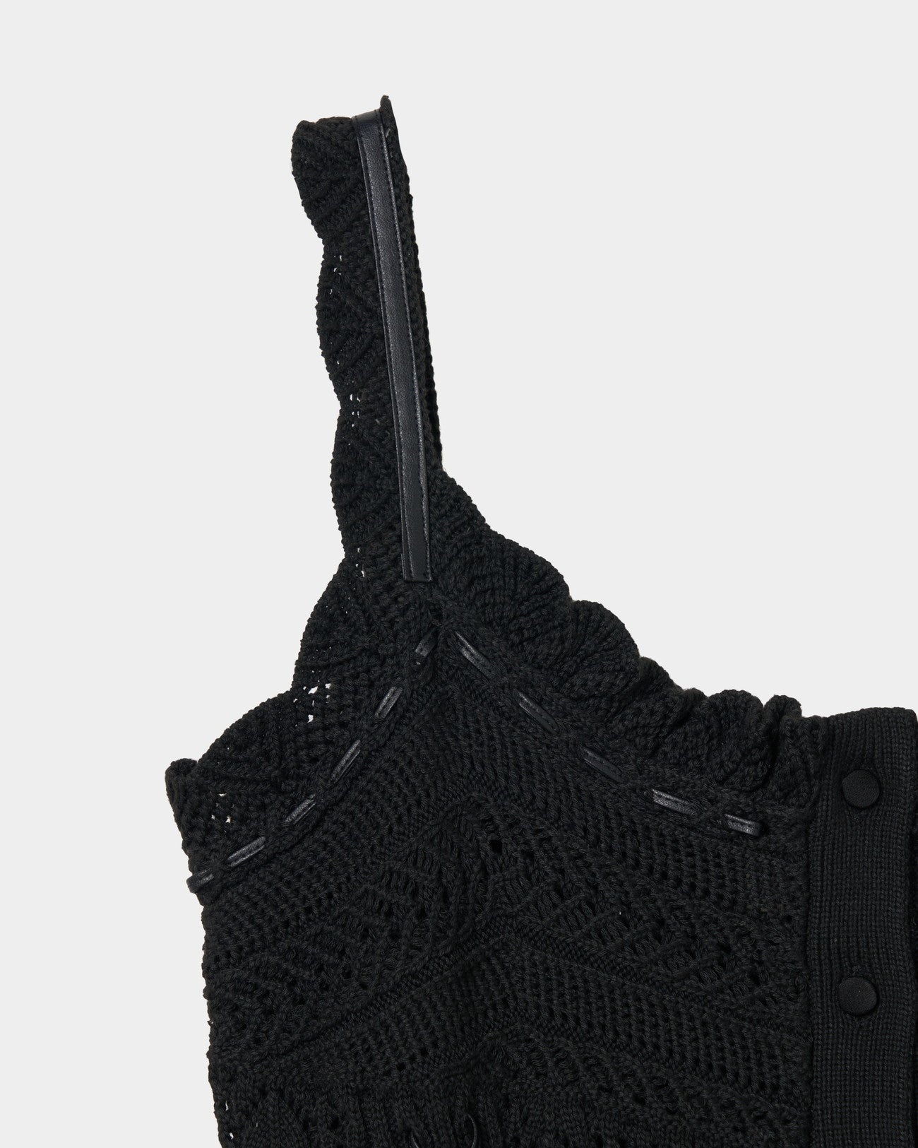 lace up ribbon knit camisole Black【stock】