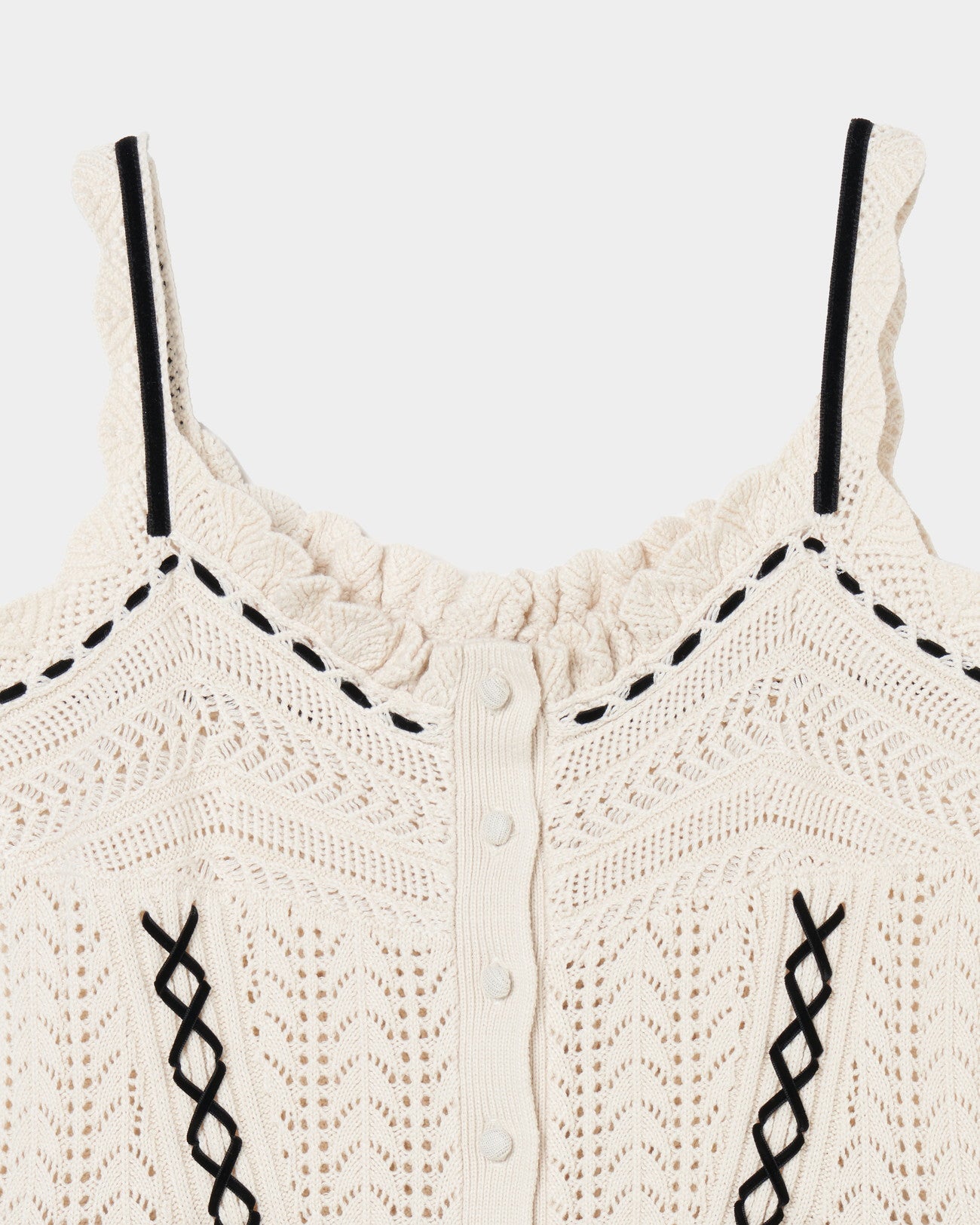 lace up ribbon knit camisole Ivory【Delivery in May 2025】