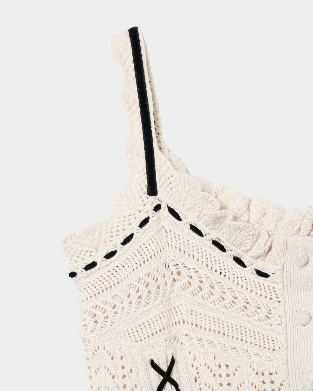 lace up ribbon knit camisole Ivory【Delivery in May 2025】