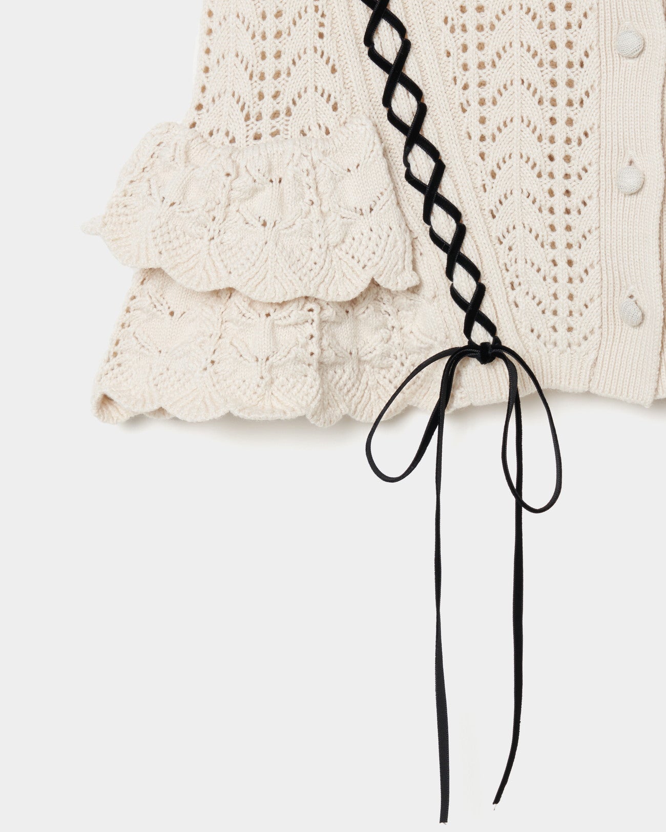 lace up ribbon knit camisole Ivory【Delivery in May 2025】