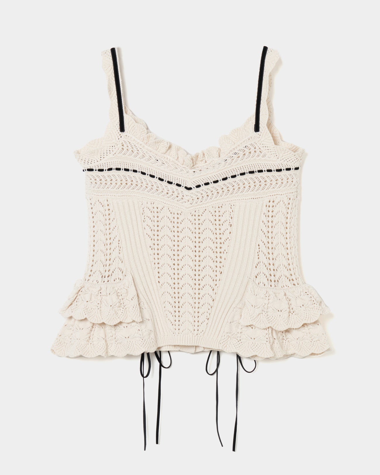 lace up ribbon knit camisole Ivory【Delivery in May 2025】