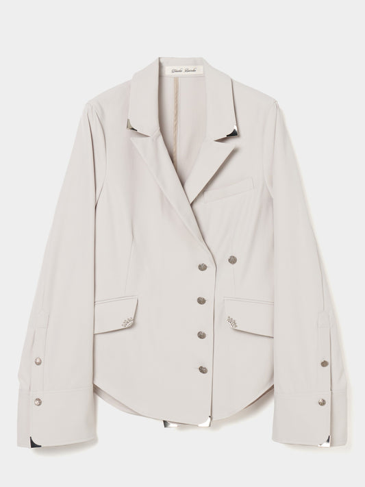 silver metal shirt jacket Gray【stock】