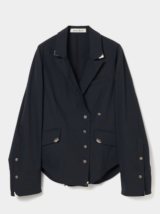 silver metal shirt jacket Black【stock】