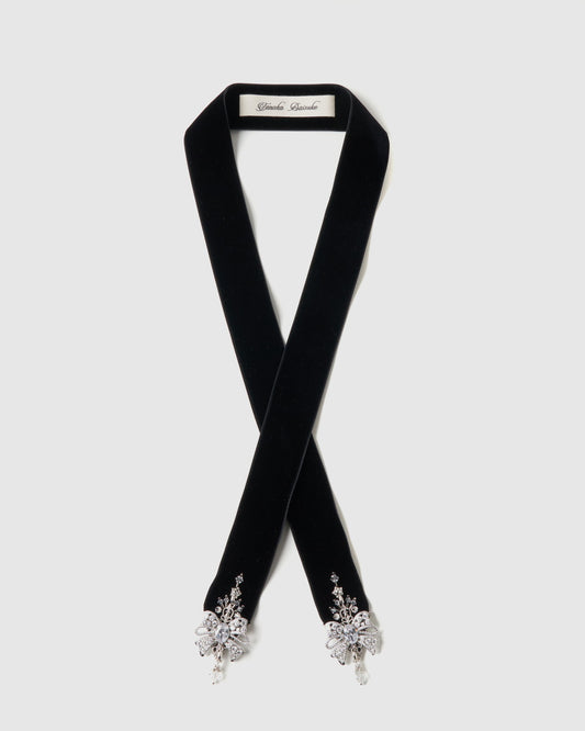 ribbon bijou velvet long ribbon Black【Delivery in January 2027】