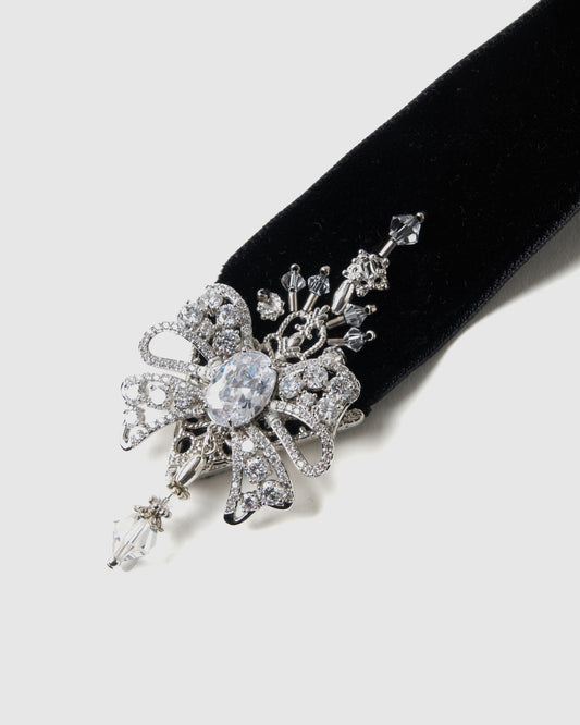 ribbon bijou velvet long ribbon Black【stock】