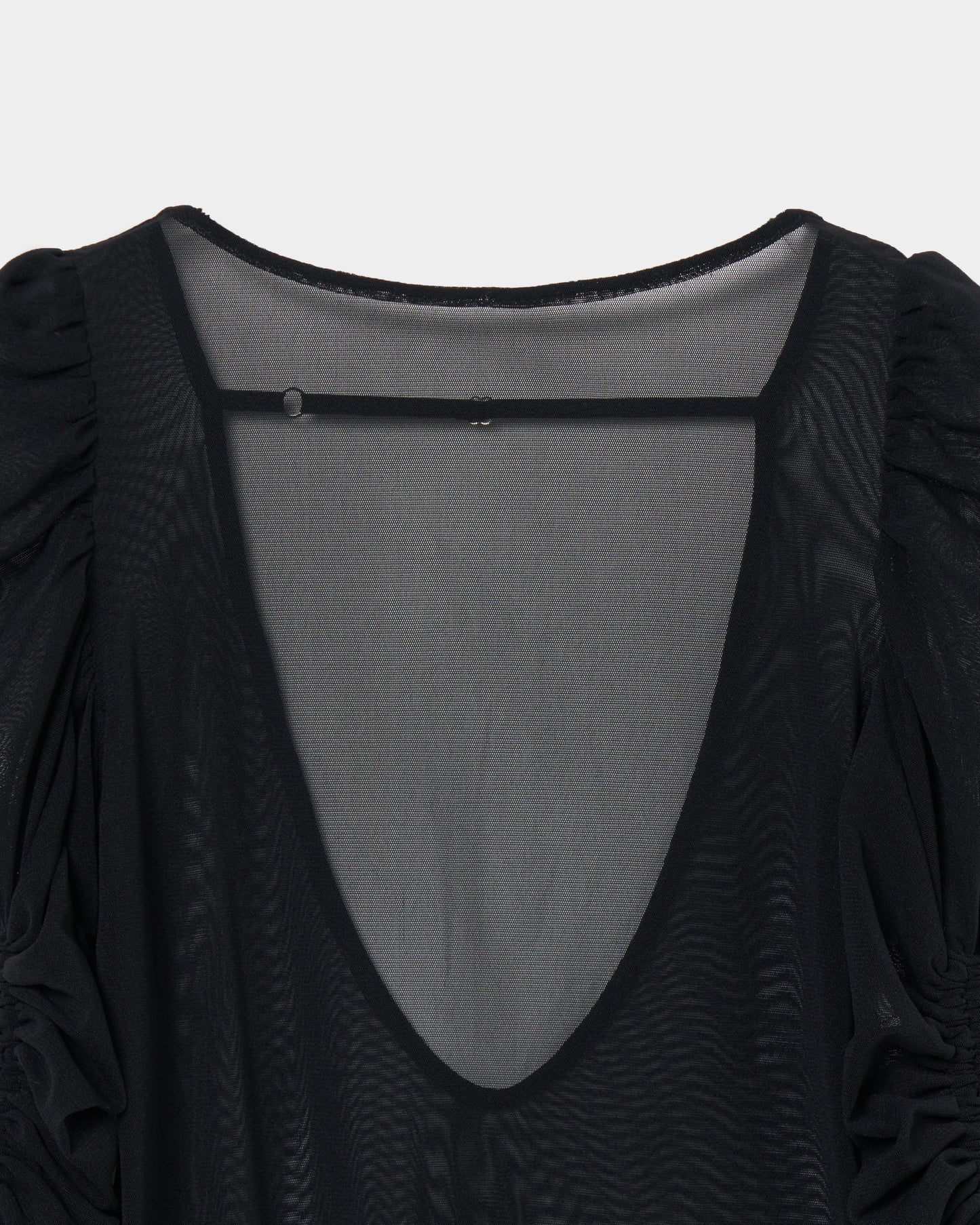 ruffle sleeve back open tulle tops【stock】