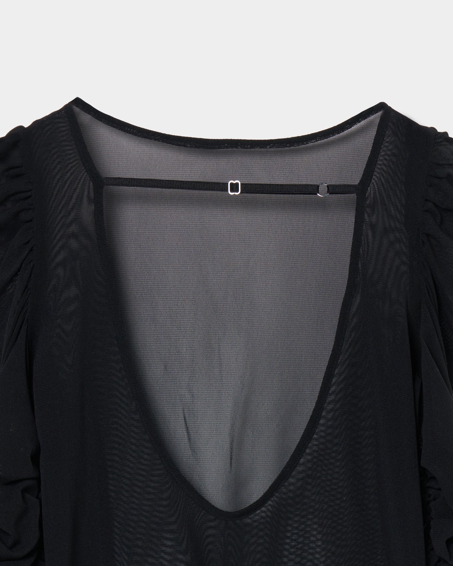 ruffle sleeve back open tulle tops【Delivery in August 2025】
