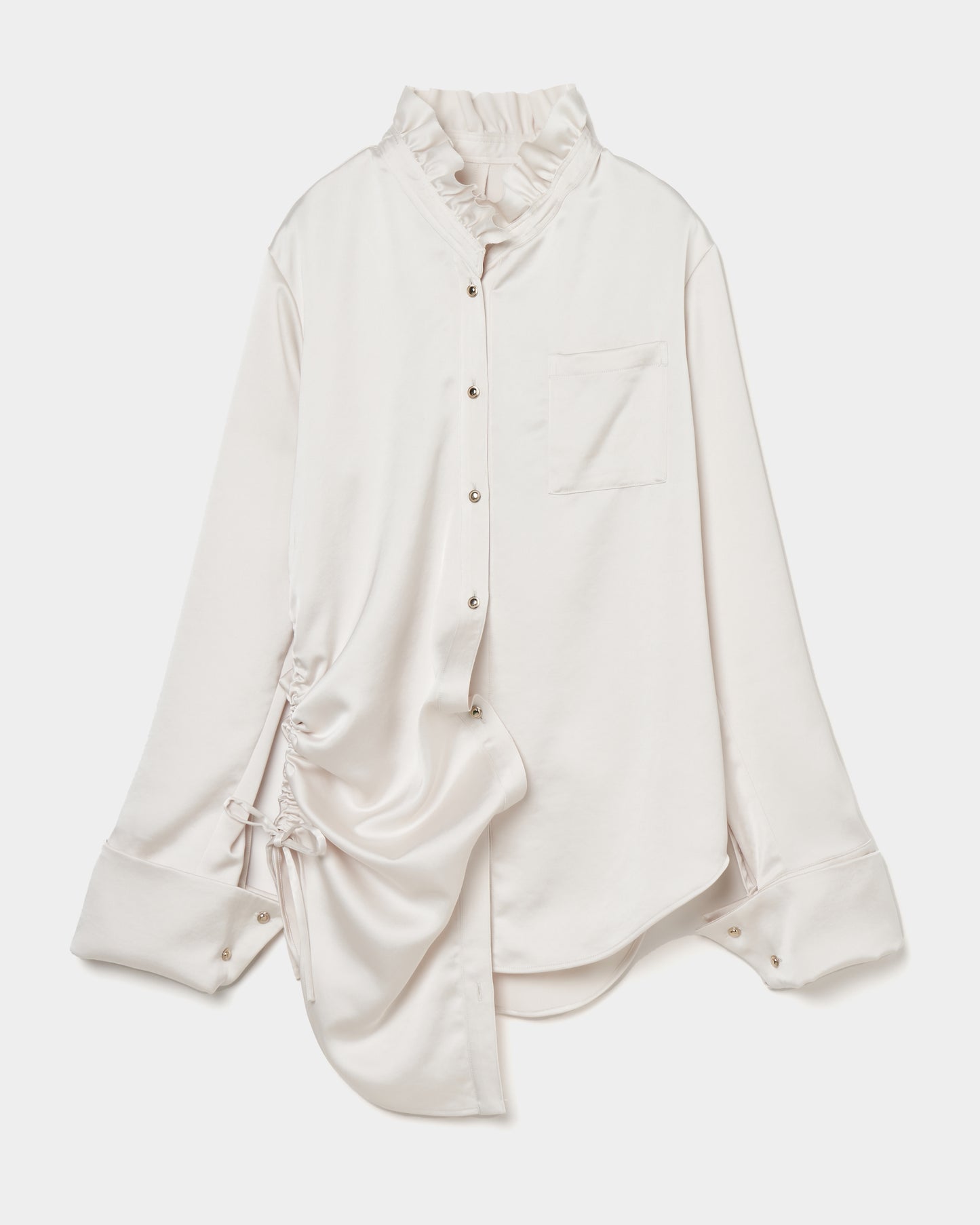 Asymmetry drawstring shirt【Delivery in August 2025】