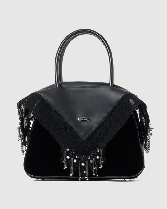 Black faux leather handkerchief handbag 【Delivery in February 2026】