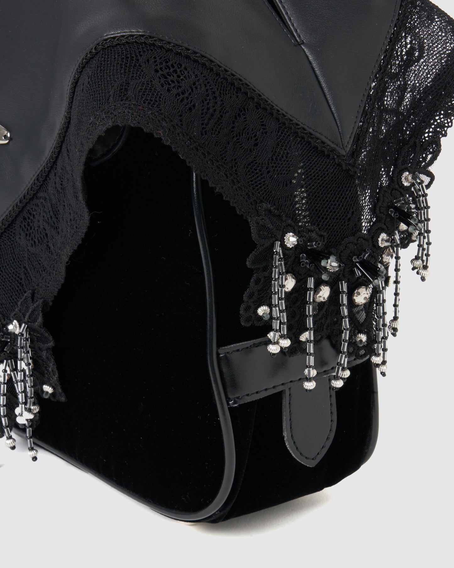Black faux leather handkerchief motif 【Delivery in August 2025】