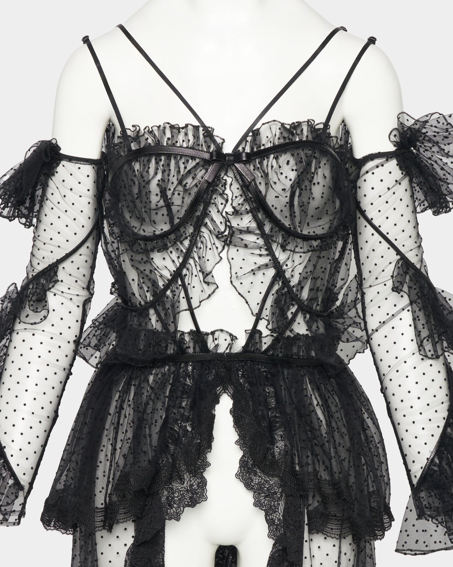 dot tulle leather ribbon cami dress【Delivery in February 2026】