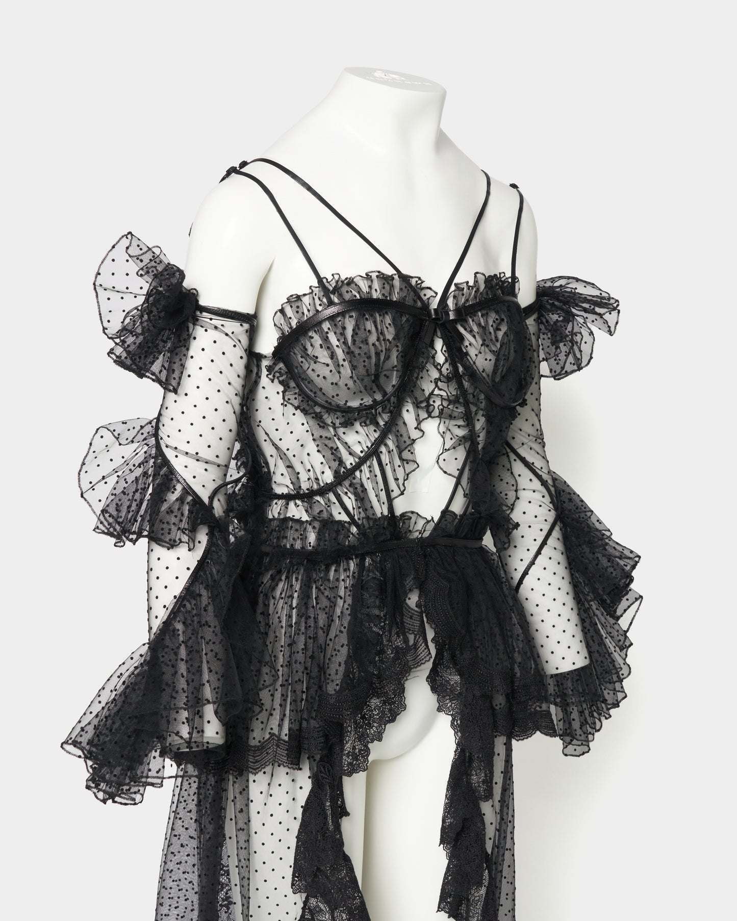 dot tulle leather ribbon cami dress【Delivery in February 2026】